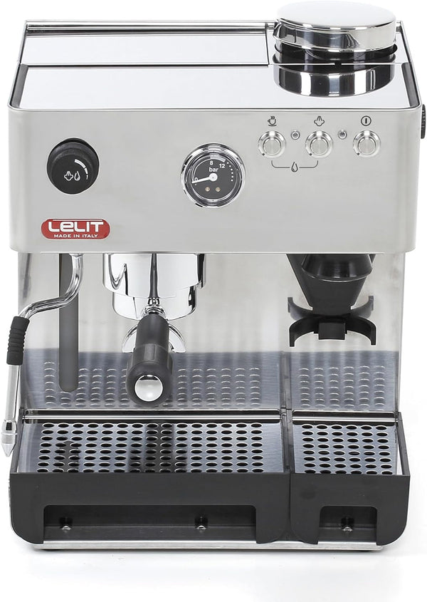 Espressor Lelit Anita - Cu spumator de lapte multidirecțional și râșniță - 2,7 litri - Argintiu