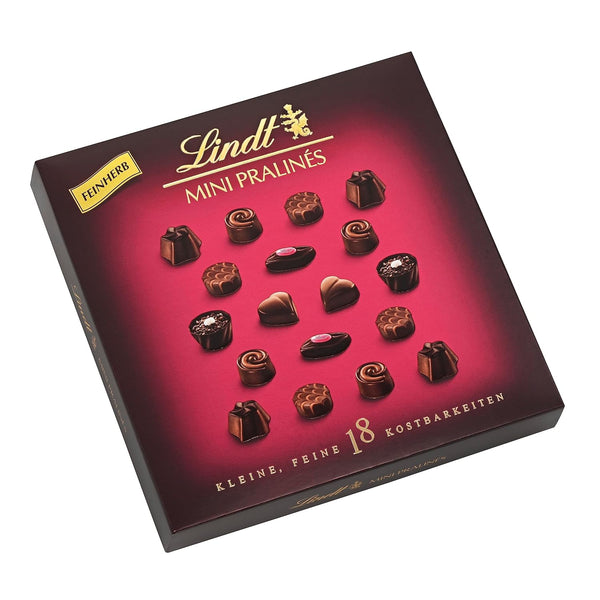 Lindt Schokolade - Feinherbe Mini Pralinés | 90 G | Pralinen-Schachtel Mit Je 18 Pralinen in 6 Köstlichen Sorten | Pralinengeschenk | Schokoladengeschenk