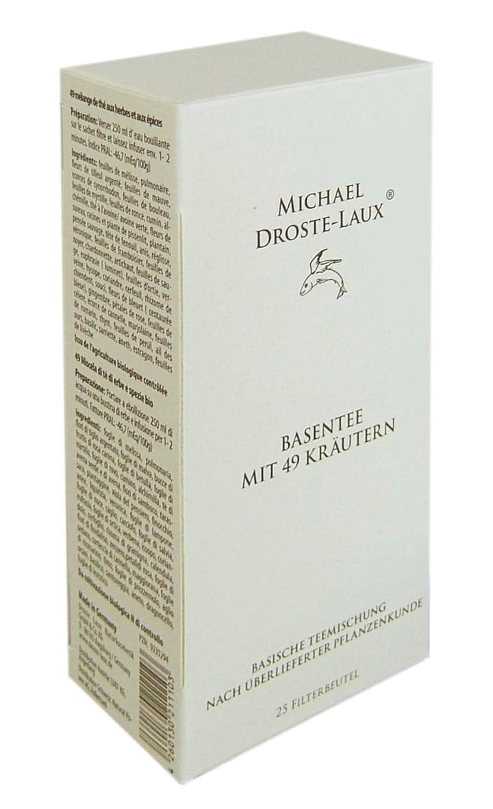 Ceai de bază Droste-Laux cu 49 de plante, 25 bucăți (ceai din plante, pliculețe filtru, ceai pentru post sau dietă) 120501