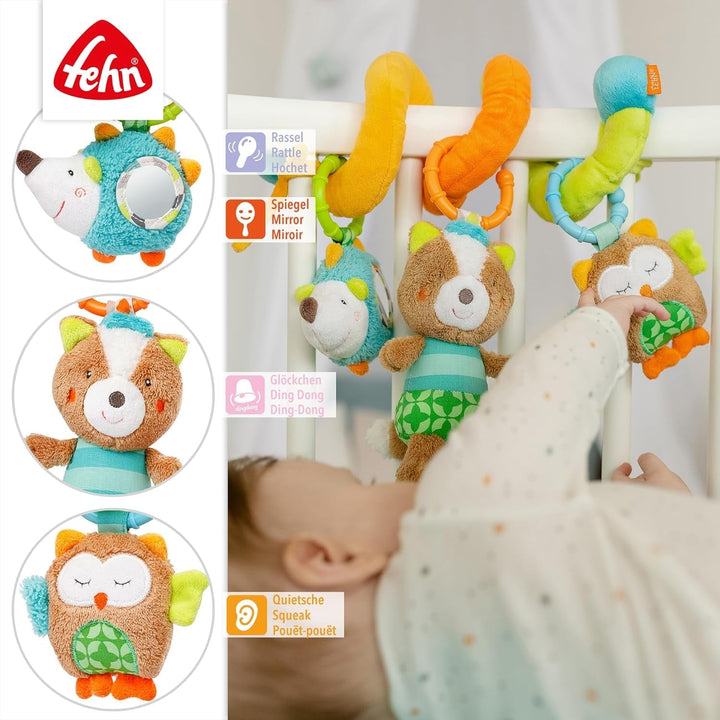 Fehn Activity Spiral Sleeping Forest - jucărie de cărucior pentru pipăit și prindere - jucărie pentru copii pentru pat, parc, cărucior pentru sugari și scaun auto - jucărie de activitate motorie pentru bebeluși și copii mici de la 0+ luni Jucarii Bebe Naty Shop