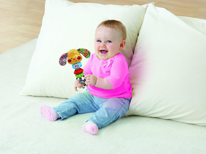 VTech Baby Rattle - Zornăitor pentru bebeluși cu design de cățeluș cu propoziții amuzante, muzică și efecte luminoase - Pentru bebeluși de la 3-24 luni Jucarii Bebe Naty Shop