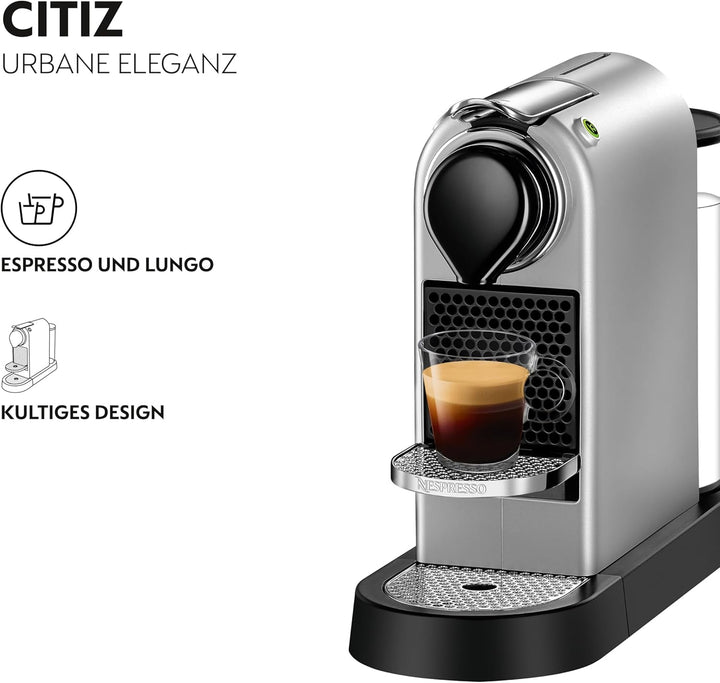 Espressor Nespresso Krups Citiz, Espressor independent, Oprire automată, Rezervor de apă de 1 litru, 1260 wați, Argintiu, XN741B
