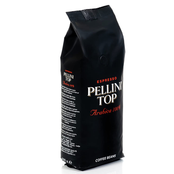 Pellini Kaffee in Chicchi Top, 100% Arabica-Mischung, Kaffeebohnen Mit Duftenden Und Raffinierten Aromen Und Einem Hauch Von Lakritze Und Kakao, 500G