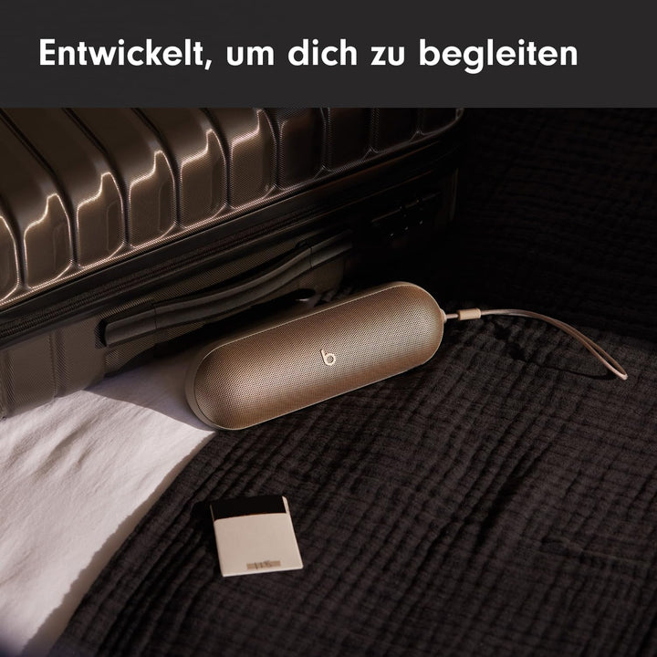 Beats Pill - Difuzor Bluetooth wireless și încărcător portabil prin USB-C, autonomie de până la 24 de ore, rezistent la apă IP67, compatibil cu Apple și Android - Champagne