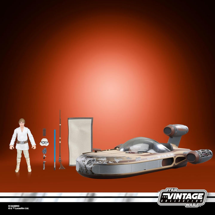 Star Wars Colecția Vintage Landspeeder & Luke Skywalker, Star Wars: O nouă speranță Figura de acțiune și vehicul, 9,5 cm