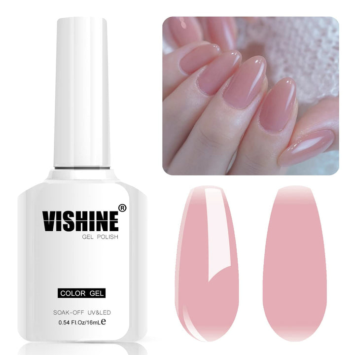 Ojă gel roz transparent – 16 ml, nuanța pielii, lampă LED translucidă pentru unghii, ojă gel pentru unghii, model Nail Art M087