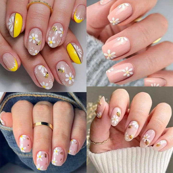 3 Stück Nagelsticker Set-Selbstklebende Nagelfolie Mit Blumen- Und Bienenmotiven-Nail Art Sticker Für Kreatives Nageldesign-Nageltattoos Und Zubehör