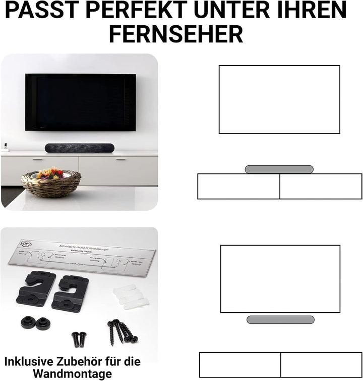XORO Stereo Fernsehlautsprecher Soundbar HSB 70 Mit Bluetooth, 60 Watt Ausgangsleistung, AV IN, HDMI ARC, USB 2.0 Mediaplayer, Inkl. Wandhalterung, Ir-Fernbedienung