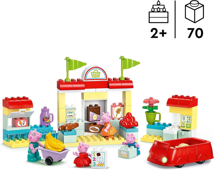 LEGO DUPLO 10434 Supermarketul lui Peppa: jucărie educațională creativă și set de joacă, cadou pentru băieți și fete de la 2 ani, încurajează dexteritatea