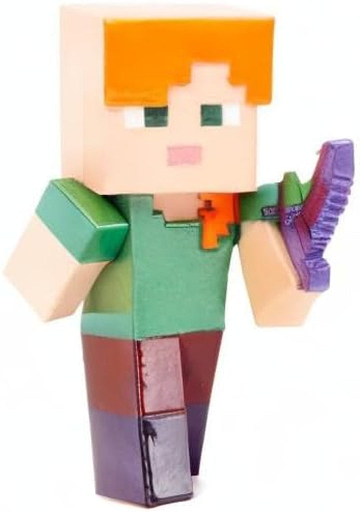 Jada Toys Minecraft Figure Set (4 bucăți) Fabricat din metal - Minecraft Caves & Cliffs Personaje de colecție (Steve, Alex, Creeper și Warden) Pentru gameri și colecționari de peste 8 ani, 6 cm fiecare