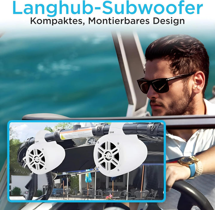 Pyle Subwoofer Outdoor Lautsprecher Boxen, Musikbox – Marine Speaker, Outdoor Box – Wasserdichte Box Outdoor Subwoofer 300W Als Auto Lautsprecher Oder Boot Marine Lautsprecher Als 2-Wege-Lautsprecher
