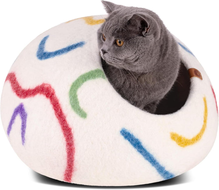 MEOWFIA Pat pentru Pisici Peșteră – Paturi ecologice din lână 100% Merino pentru pisici și pisoi