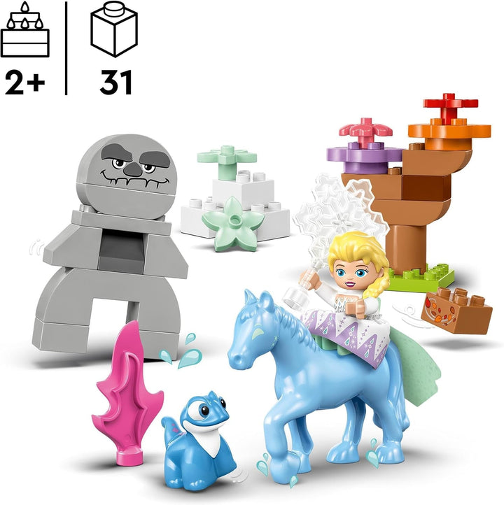 LEGO DUPLO | Disney ELSA și Bruni în pădurea fermecată, jucărie Ice Queen cu 4 figuri pentru copii de 2 ani, cadou preșcolar pentru fete și băieți 2+ ani, bazat pe Frozen 2 10418