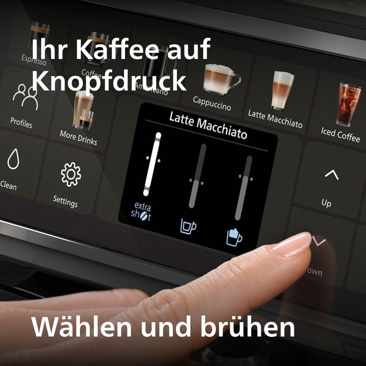 Espressor complet automat Philips seria 5500, inclusiv Latte Go, tehnologie Silent Brew și pornire rapidă. Cafea aromatică din boabe proaspăt măcinate, 20 de băuturi calde și cu gheață, gri (EP5544/50)