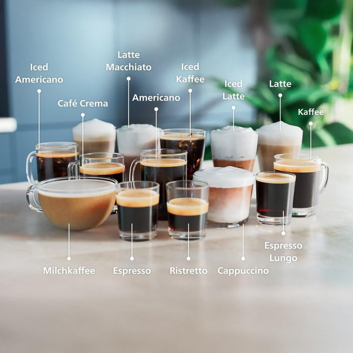 Espressor complet automat Philips seria 5500, inclusiv Latte Go, tehnologie Silent Brew și pornire rapidă. Cafea aromatică din boabe proaspăt măcinate, 20 de băuturi calde și cu gheață, gri (EP5544/50)