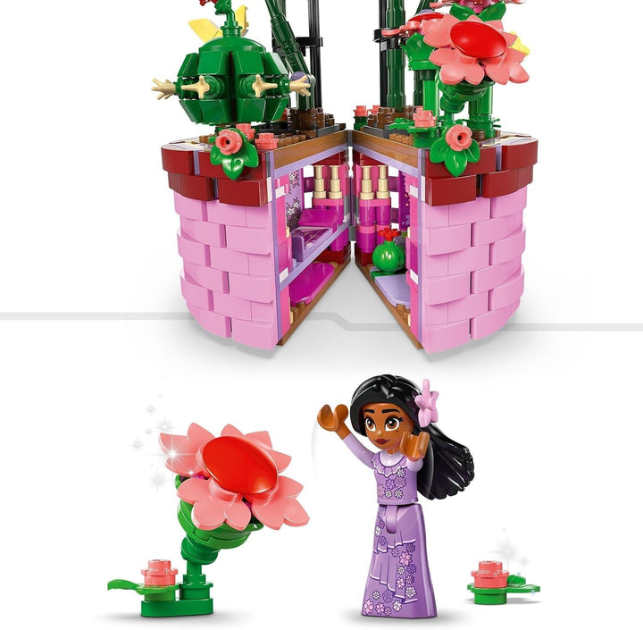 LEGO Ç€ Disney Encanto Ghiveciul de flori al Isabelei, set pentru copii cu orhidee de jucărie construibilă, set de construcție decorativ cu mini păpușă a unui personaj din film, idee de cadou pentru fete și băieți de la 9 ani 43237