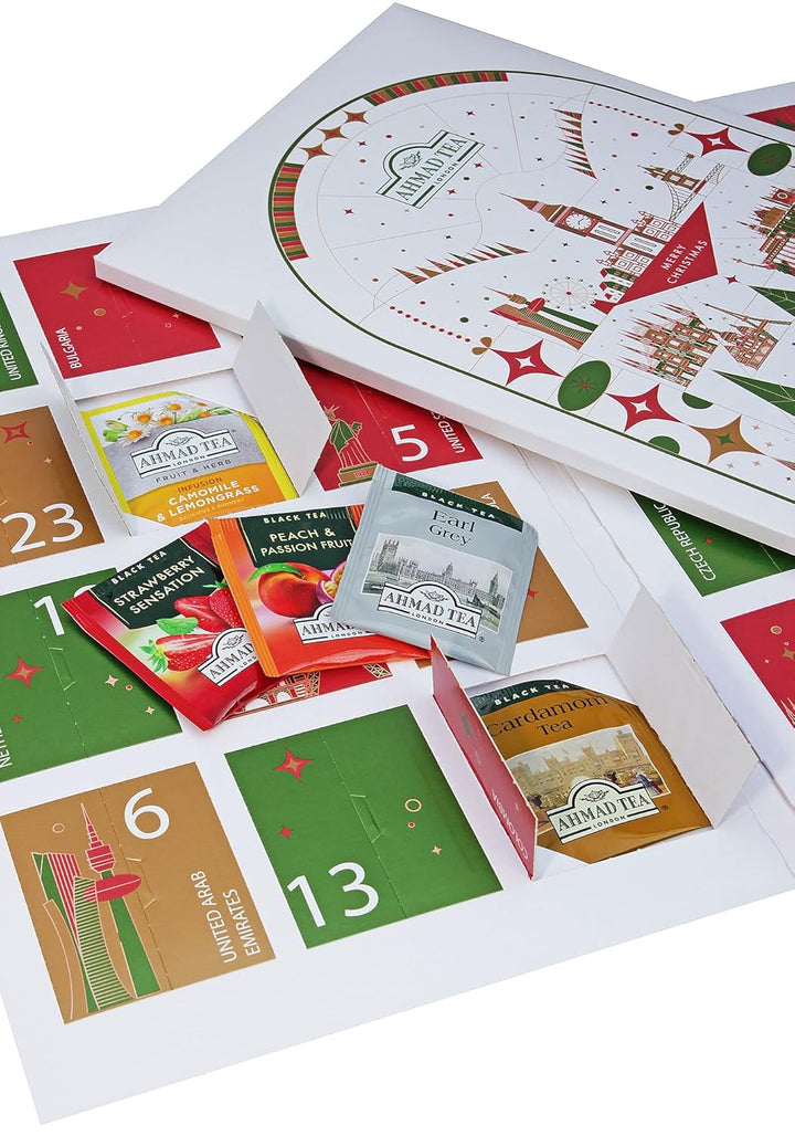 Ahmad Tea - Twelve Teas - Sortiment de 12 sortimente de ceai negru și ceai verde cu diferite arome - 60 pliculețe de ceai ambalate individual, sigilate pentru păstrarea aromelor, cu panglică, 120 g ceai