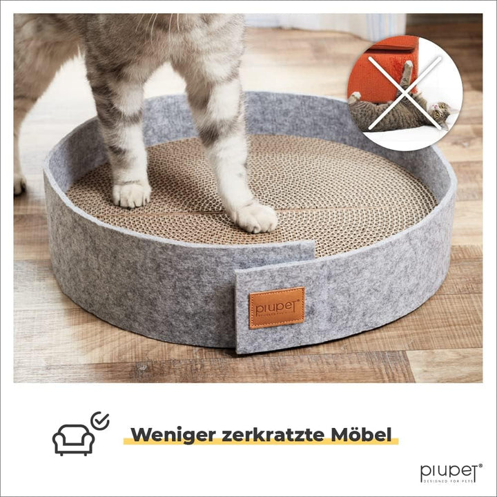 Piupet® Scărpitor pentru pisici I Diametru 38 cm I Scărpitori elegante cu aspect de fetru I Scărpitor extra rotund pentru pisici | Stâlp de zgâriat pentru pisici | Covoraș de zgâriat pentru pisici | Scărpitor pentru pisici
