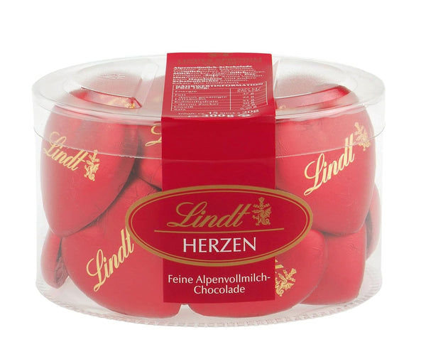 Lindt Schokolade Vollmilch Schokoladenherzen | 300 G | 15 X Zartschmelzende Alpenvollmilch Schokolade in Herzform | Schokoladengeschenk