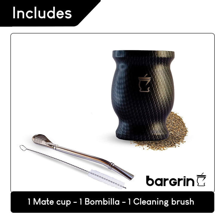 Set ceai Mate - Cana Mate - Set cu Mate și Bombilla - Cești de ceai - Cana Mate cu design cu pereți dubli - Set Yerba Mate Cana