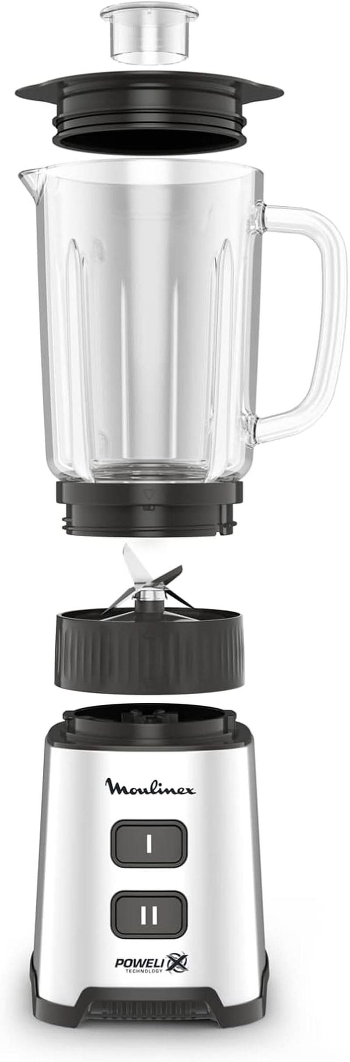 Pulseo LM17GD Standmixer, 400 W, 4 Klingen, 700 Ml, Tragbarer 600-Ml-Behälter, 2 Geschwindigkeitsstufen, Für Säfte Und Smoothies, Edelstahl