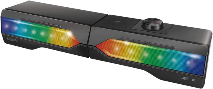 Logilink Mobile Soundbar Mit Party Licht, 2-In-1 Gaming Sound System, Anschluss Über Bluetooth V5.0 Oder 3,5Mm Stereo Klinke, Schwarz