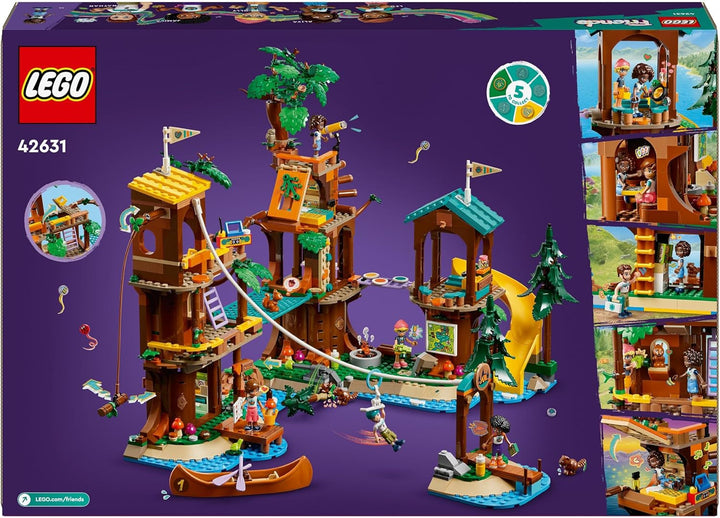LEGO Friends Tree House At Adventure Camp, set de joacă pentru fete și băieți de la 8 ani cu 5 figurine și 5 animale, idee de cadou pentru jocuri creative, jucării sportive, casă de păpuși 42631