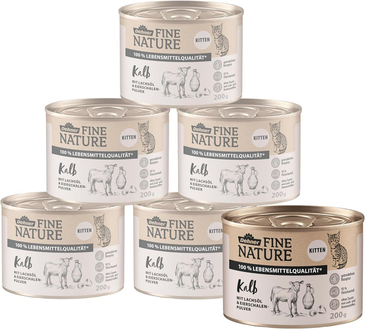 Hrană pentru pisici Dehner Fine Nature, hrană umedă fără cereale, pentru pisici adulte, curcan, cutie 6 X 200 G (1,2 kg)
