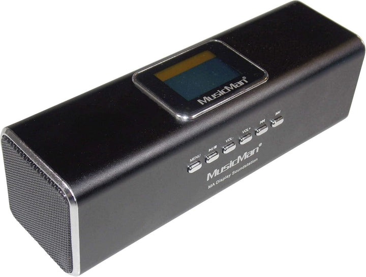 Musicman MA Soundstation Difuzor portabil - Sunet stereo - Radio Fm, Mp3 player, USB, AUX / line-in, slot pentru card micro SD - 6 ore timp de redare - Ideal pentru călătorii (negru)