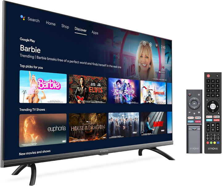 STRONG - 24 Zoll (60 Cm) HD Fernseher SRT24HE4023 - 12V Fernseher Ideal Für Wohnwagen, Wohnmobil - Triple-Tuner - 2 Hdmi-Anschlüsse (1 ARC), 1 Usb-Port, Mini-Av, Antennen-/Sat-Anschluss - Schwarz