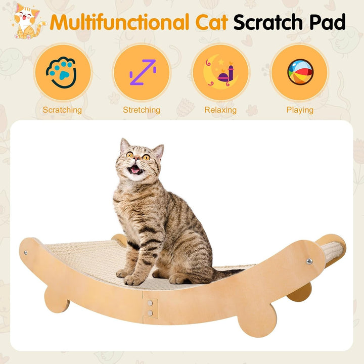 Zgâriator pentru pisici Partideal, covoraș curbat pentru zgâriat, placă de zgâriat din sisal, pat pentru pisici, pat pentru pisici din sisal natural, scaun curbat la 160° pentru pisici mari, pentru interior și exterior