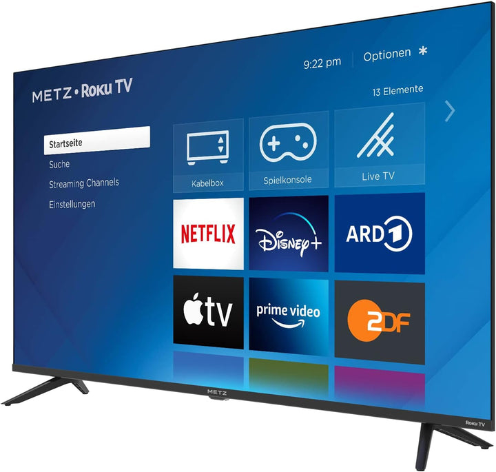 METZ Blue Roku TV, HD Smart TV, 32 Zoll, 80 Cm, Fernseher Mit Triple Tuner, WLAN, LAN, HDMI, USB, 32MTD3011Z, Schwarz