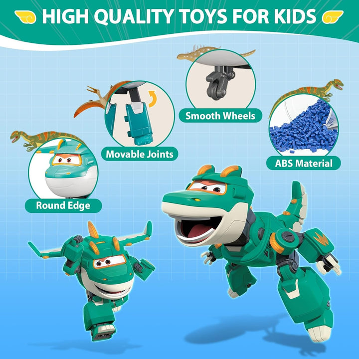 Super Wings 5" Transforming Characters 2-Pack Transforming Supercharged Jett + Tino, jucărie Transformer pentru băieți și fete de peste 3 ani, roșu