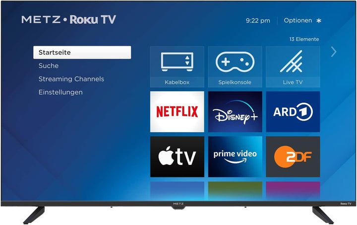 METZ Blue Roku TV, HD Smart TV, 32 Zoll, 80 Cm, Fernseher Mit Triple Tuner, WLAN, LAN, HDMI, USB, 32MTD3011Z, Schwarz