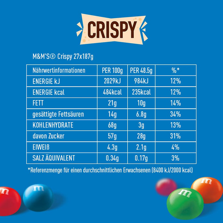 M&M'S Crispy, Schokolinsen Mit Knusperkern, Schokolade, 1 Packung (1 X 340G)