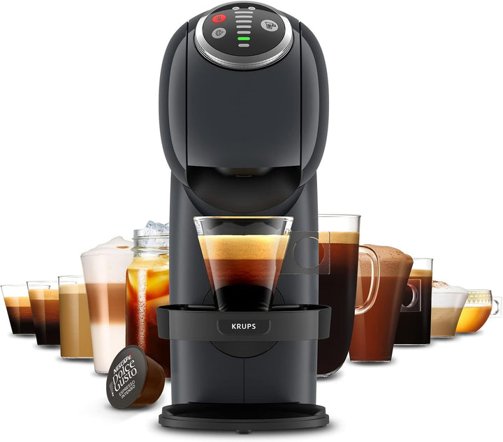 NESCAFÉ Dolce Gusto Genio S plus de Krups, Espressor compact cu capsule, Capacitate 0,8 litri, 1500 wați, Avertizare automată de detartrare, Cosmic Gray, KP340B
