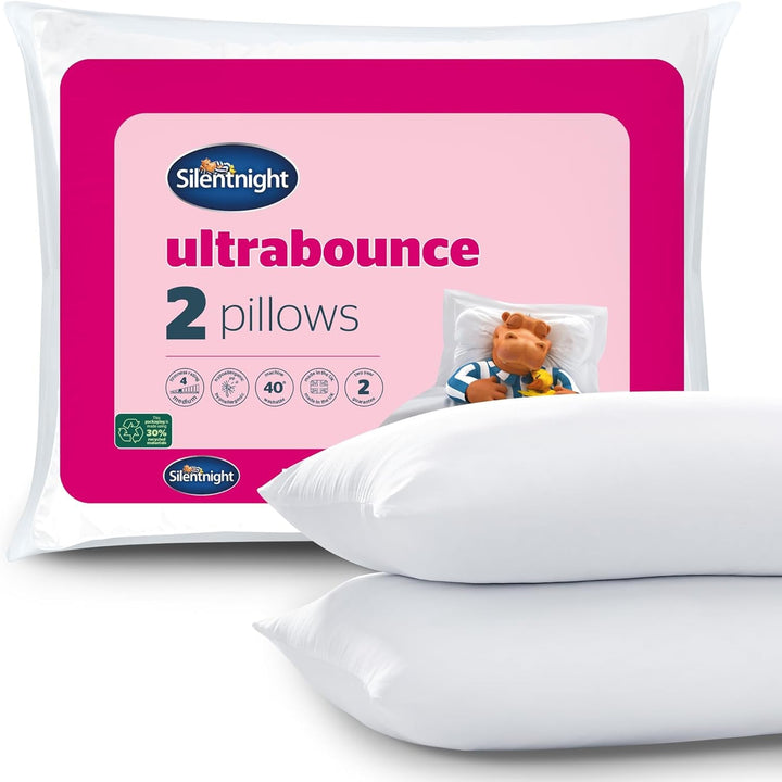 Pereche de perne de lux Silentnight Ultrabounce, microfibră, alb, pachet de 2, 2