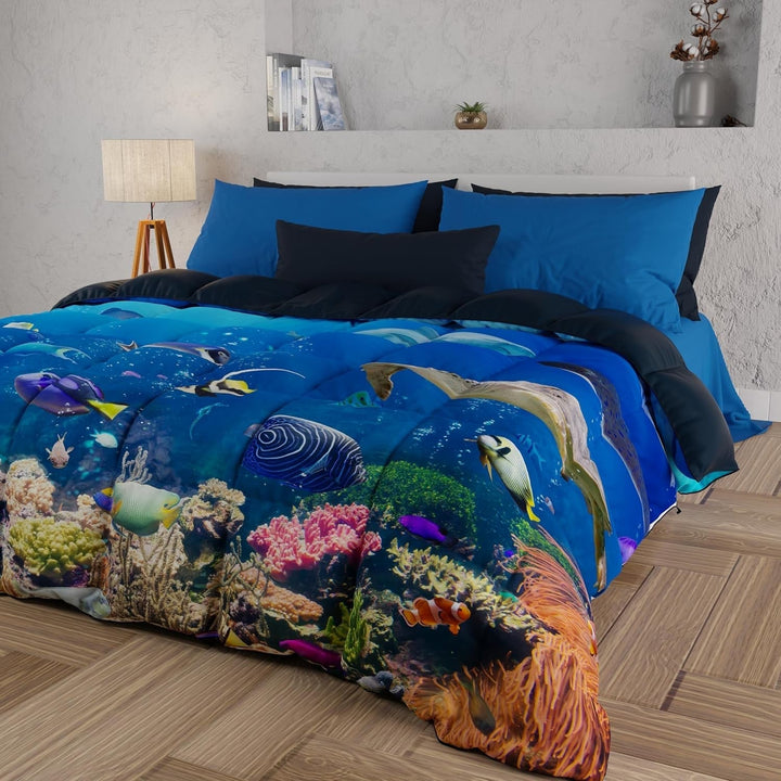 PETTI Artigiani Italiani cuvertură pentru pat dublu, 100% Made in Italy, Aquarium Plapumi si pilote Naty Shop