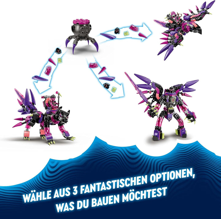 LEGO Dreamzzz 3-In-1 The Nightmare Creatures Of The Never Witch, jucărie magică pentru copii, cazan construibil, lup sau corb, set de fantezie pentru fete și băieți de la 9 ani 71483