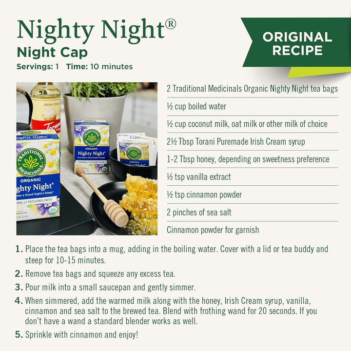 Organic Nighty Night Extra Tea with Valerian Root for Relaxation, 16 Tea Bags (Pack of 1) Tea USA Naty Shop