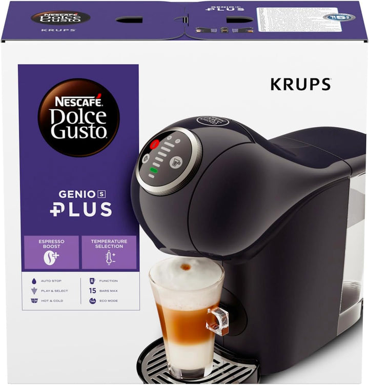 NESCAFÉ Dolce Gusto Genio S plus de Krups, Espressor compact cu capsule, Capacitate 0,8 litri, 1500 wați, Avertizare automată de detartrare, Cosmic Gray, KP340B