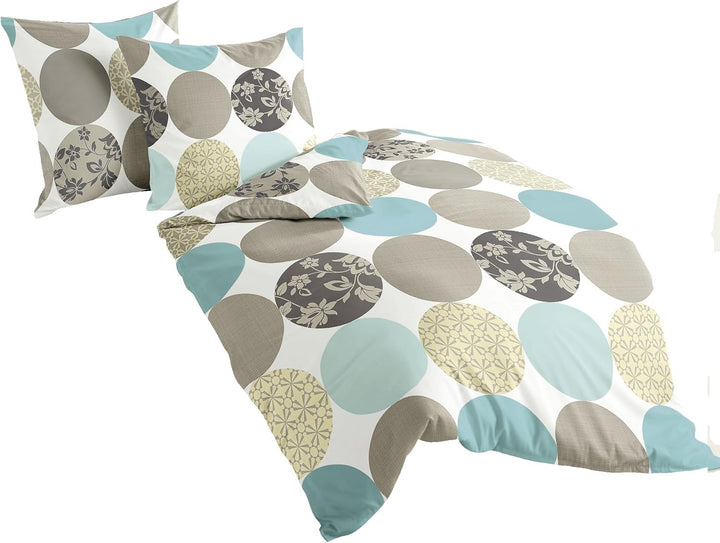 Lenjerie de pat Bierbaum, maco-satin, Conceput în Germania, model 6383 turcoaz 02, 155X220 Cm + 80X80 Cm, dimensiune confort Paturi si Cuverturi Besuche den Bierbaum-Store Turcoaz 200X200 Alte probe