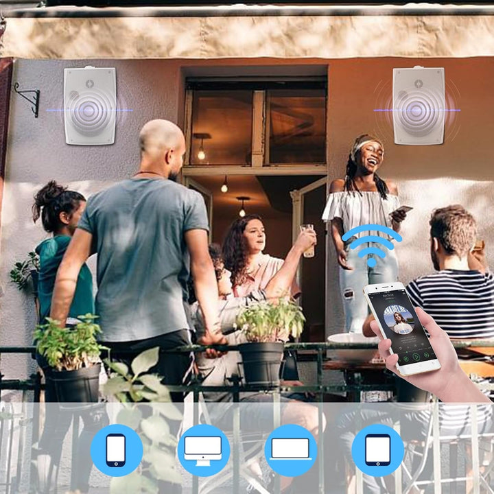Herdio 6,5 Zoll Bluetooth-Outdoor Lautsprecher Wasserdicht Mit Leistungsstarken Bass Wandmontage Lautsprechern Allwetter-Haltbarkeit Für Innen Im Freien Im Freien Home Deck Veranda (Paar, Weiß)