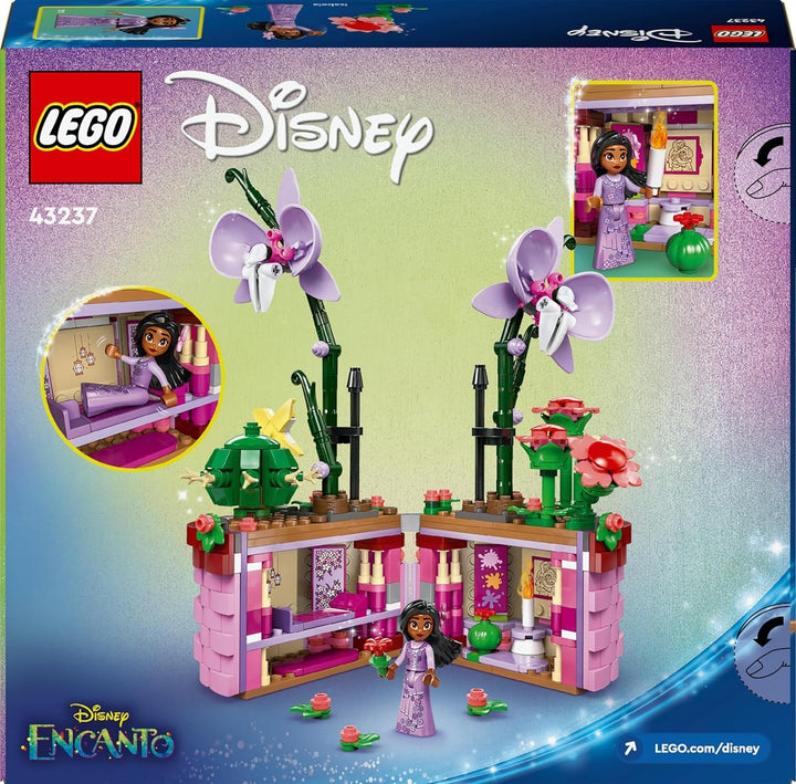 LEGO Ç€ Disney Encanto Ghiveciul de flori al Isabelei, set pentru copii cu orhidee de jucărie construibilă, set de construcție decorativ cu mini păpușă a unui personaj din film, idee de cadou pentru fete și băieți de la 9 ani 43237