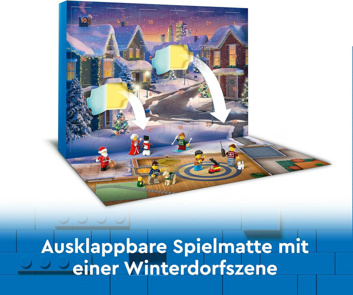 LEGO City Advent Calendar 2024, cadou de Advent pentru copii de la 5 ani, 24 de surprize, minifigurine în salopete de Crăciun, Moș Crăciun și doamna Moș Crăciun, cadou de Crăciun 60436