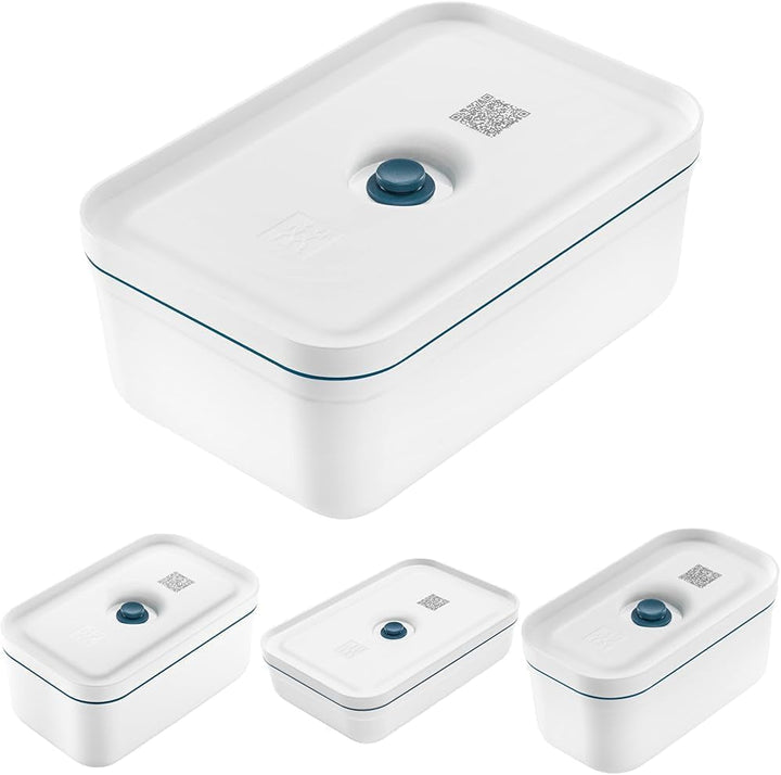 Zwilling Fresh & Save set de 4 cutii de prânz cu vid (mărimea cutiei de prânz S, M, L și L plat), Păstrează alimentele proaspete pentru mai mult timp, Material: Plastic, Culoare: Alb-La Mer Cutii depozitare alimente Naty Shop Titlu implicit