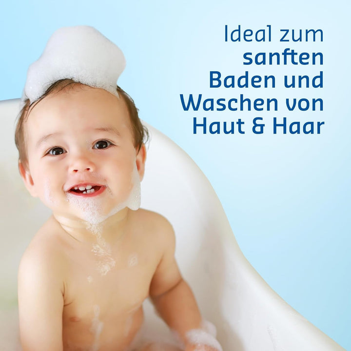 PENATEN Ultra Sensitive Bath & Shampoo (400 ml), baie și șampon pentru bebeluși deosebit de blând pentru pielea foarte sensibilă a bebelușilor predispuși la neurodermatită, gel de duș și șampon de păr fără parfum și coloranți