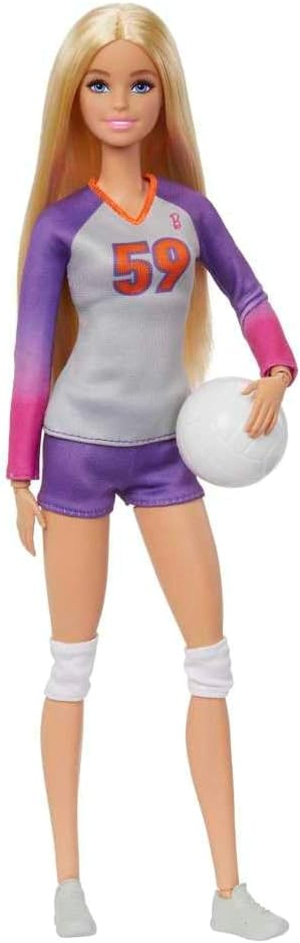 Barbie Made to Move - Păpușă jucătoare de volei cu tricou și minge - 22 de articulații pentru joc realist, include volei și îmbrăcăminte sport, HKT72