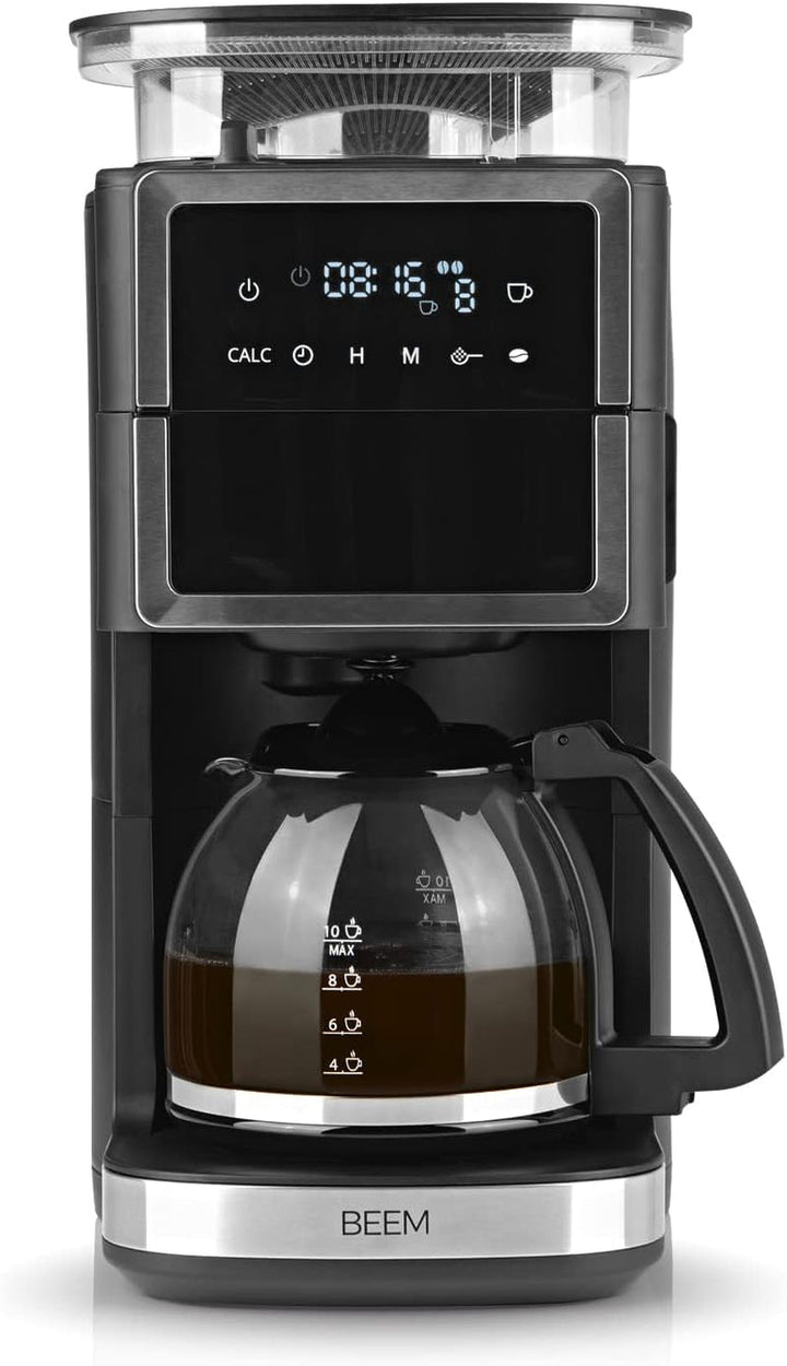 Espressor cu filtru BEEM FRESH-AROMA-PERFECT III cu râșniță - Thermo | Oțel inoxidabil | Cu vas izolat și funcție Aroma Plus | Filtru permanent și temporizator de 24 de ore | 1000 W | Până la 10 cești