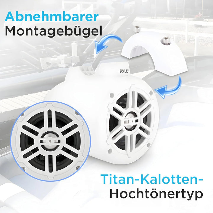 Pyle Subwoofer Outdoor Lautsprecher Boxen, Musikbox – Marine Speaker, Outdoor Box – Wasserdichte Box Outdoor Subwoofer 300W Als Auto Lautsprecher Oder Boot Marine Lautsprecher Als 2-Wege-Lautsprecher